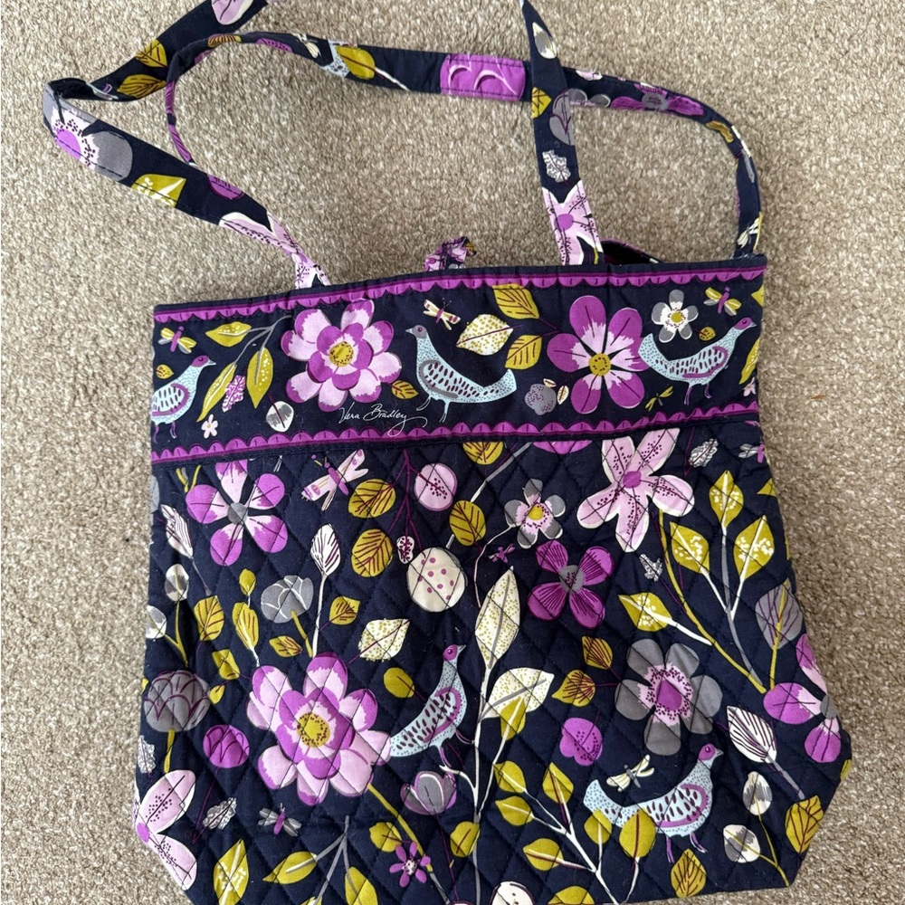 Vera Bradley Purple and Yellow Quilted Tote